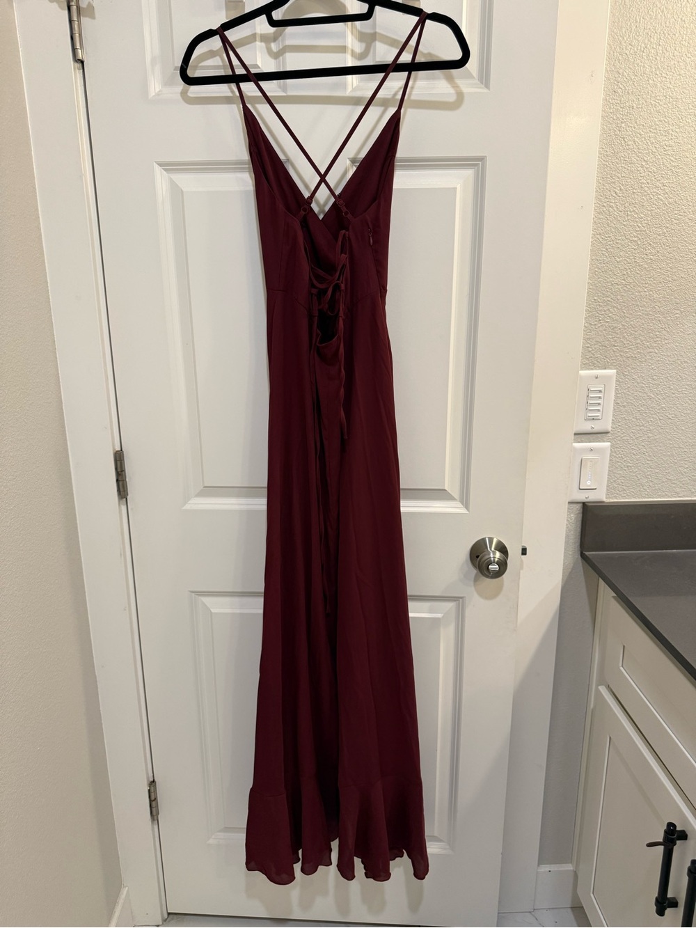 SHEIN Burgundy Ruffle Wrap Maxi Dress - Picture 3 of 4